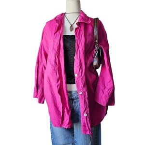 MenaCinque Hot Pink Italian 100% Linen Shirt|Size XLarge